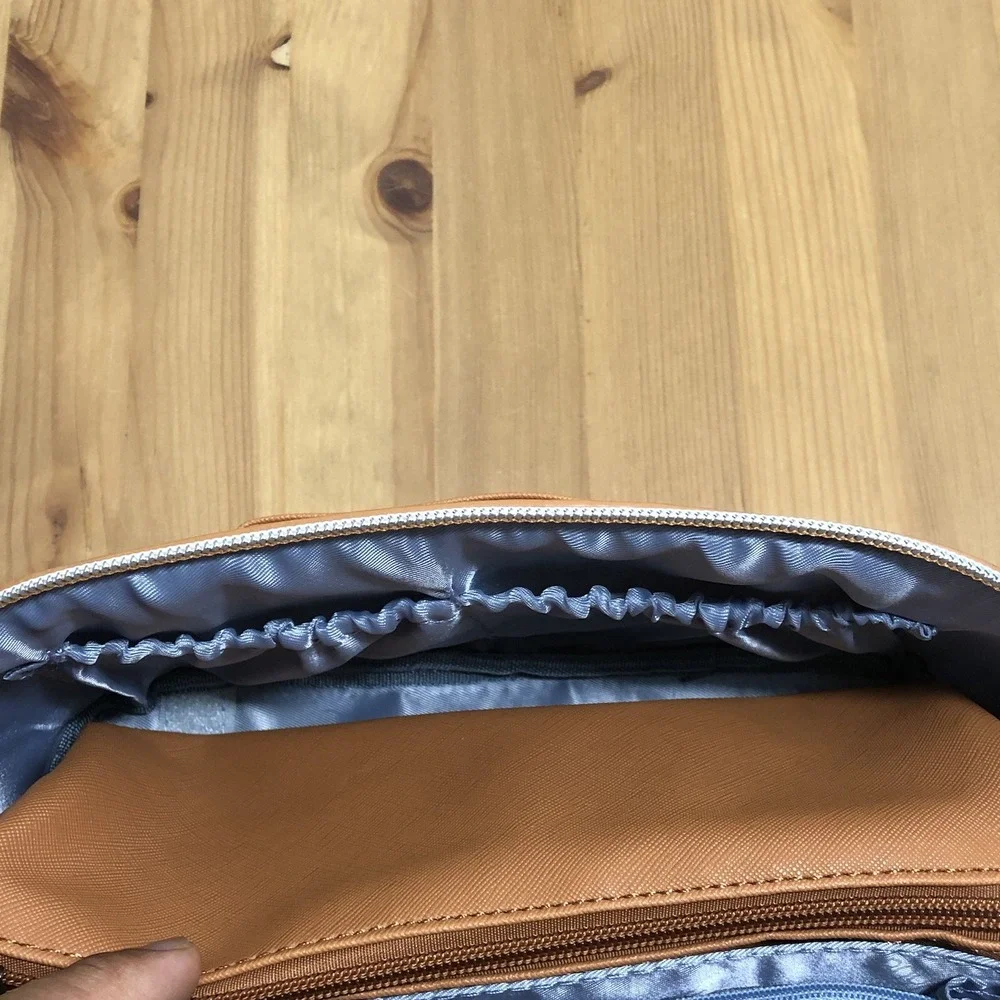 BOYATU Cosmetic Travel Makeup Toiletry Tote Bag Set of 3 Brown Waterproof